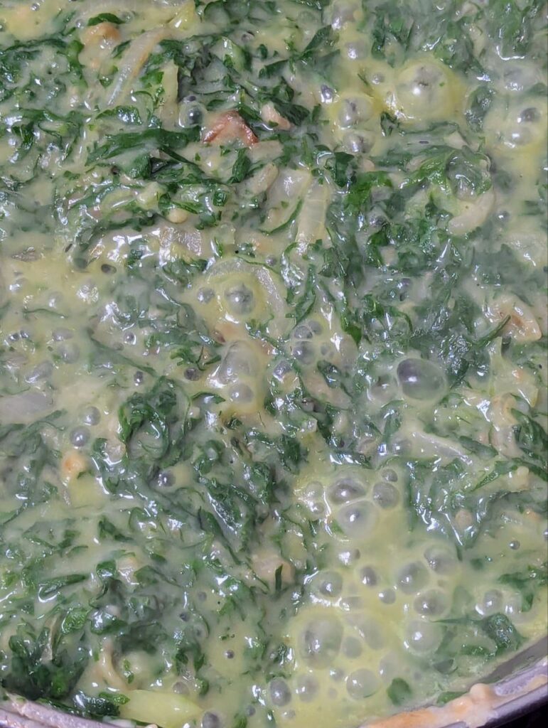 cooking creamed spinach